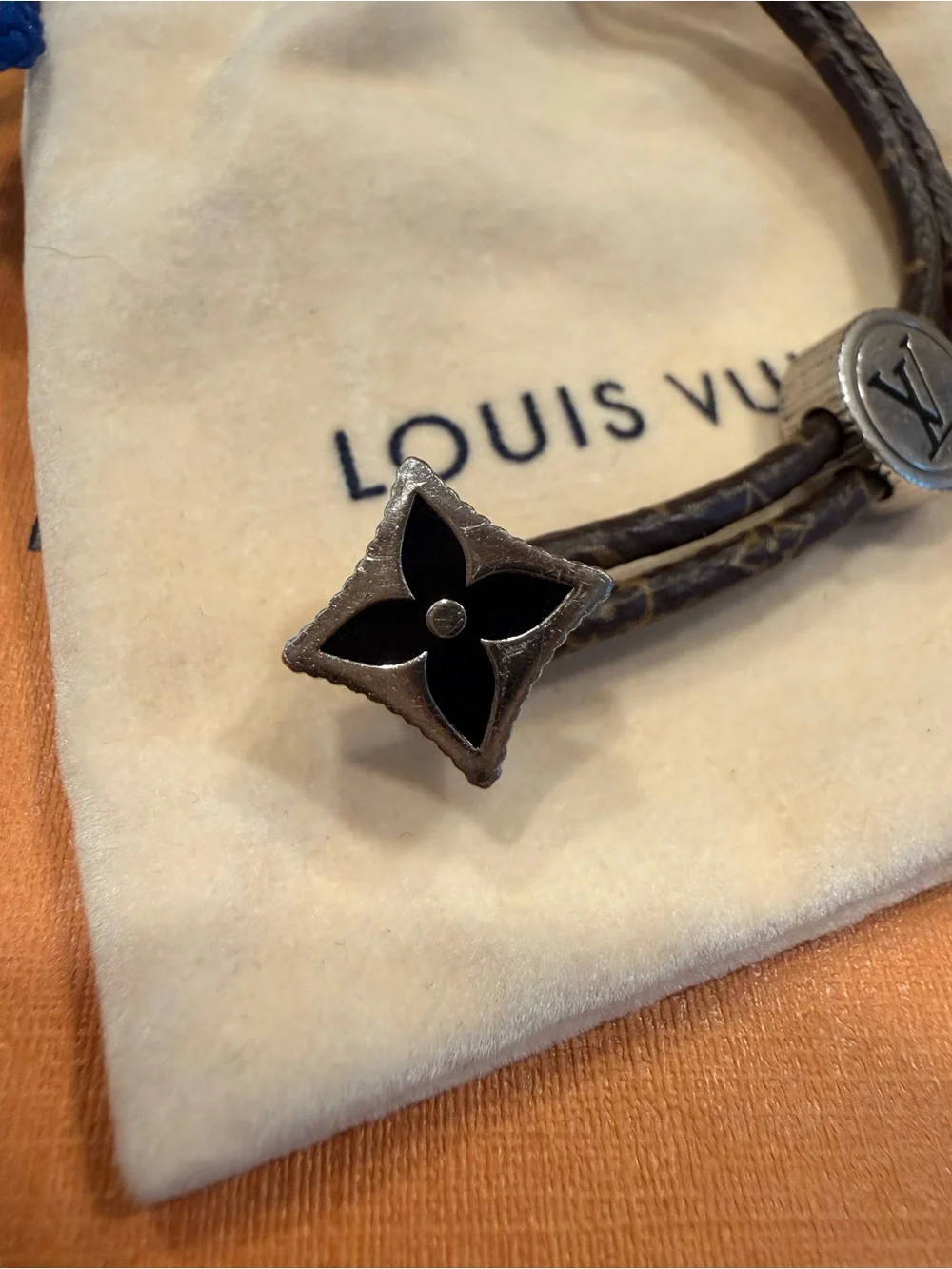 Louis Vuitton Brown Monogram Double Wrap Bracelet with Silver-Tone Charms